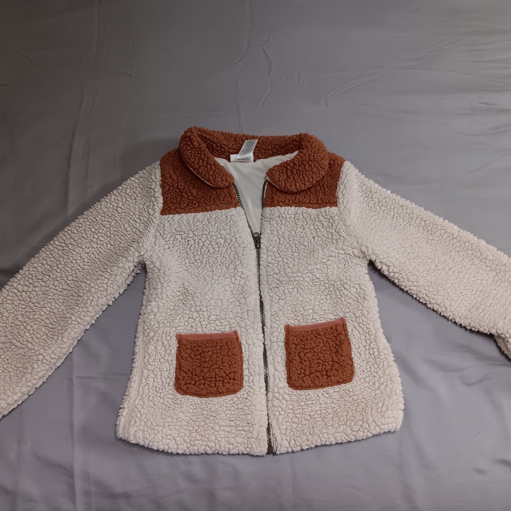Little Lass Cream and Brown Teddy Jacket